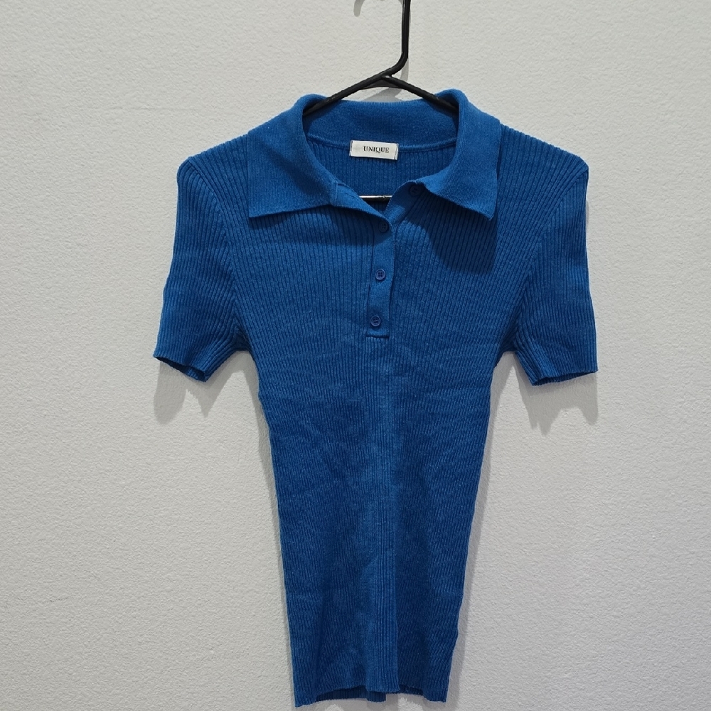 Nique Blue Button Down Ribbed Shirt